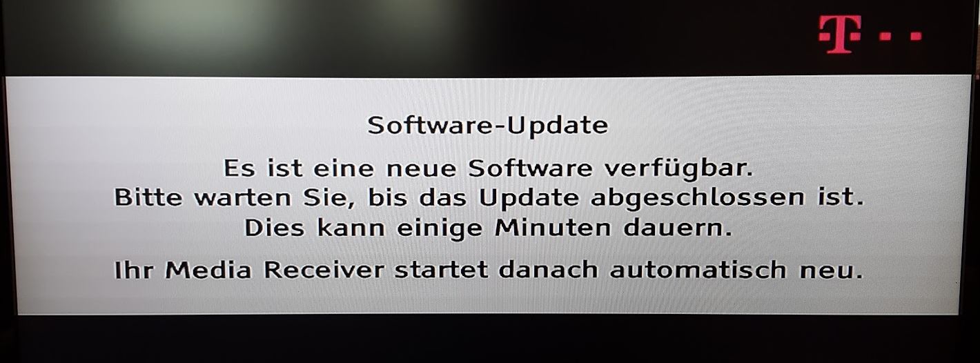 Anzeige am Bildschirm während des Firmware-Updates beim Telekom Media ReceiverMR 303